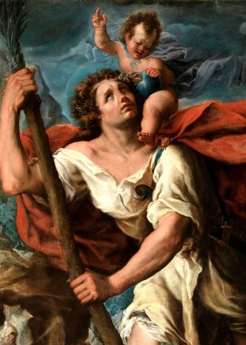 Saint Christopher with the Christ Child on his shoulders by Orazio Borgianni