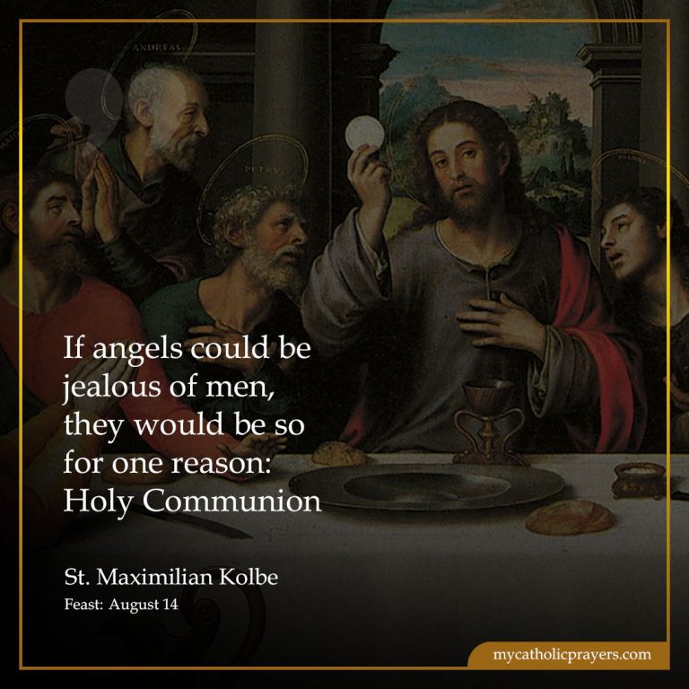 If angels could be jealous of men, they would be so for one reason: Holy Communion