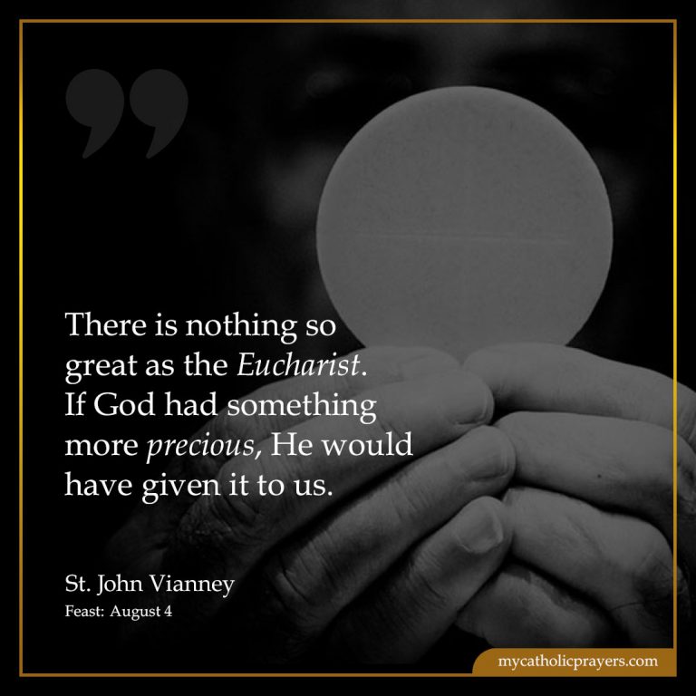 There is nothing so great as the Eucharist. If God had something more precious, He would have given it to us