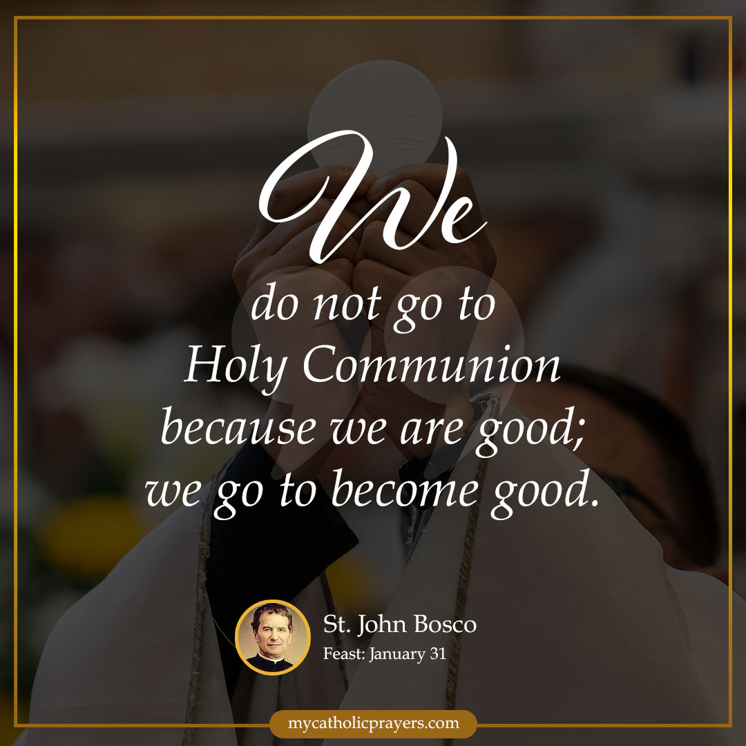 We do not go to Holy Communion because we are good; we go to become good